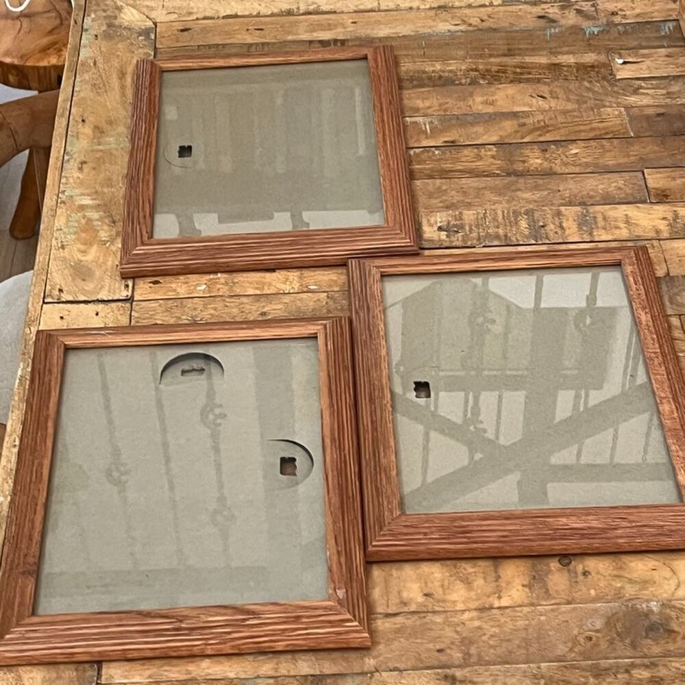 Rustic Wooden Rectangle Picture Frames Set of 3 8 x 11 in Classic Wood Grain